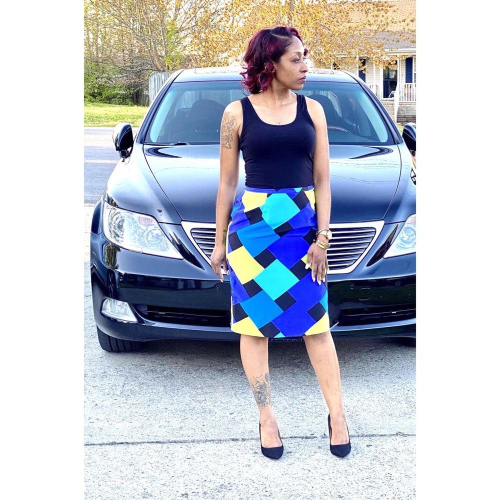 Vintage Geometric Print Skirt